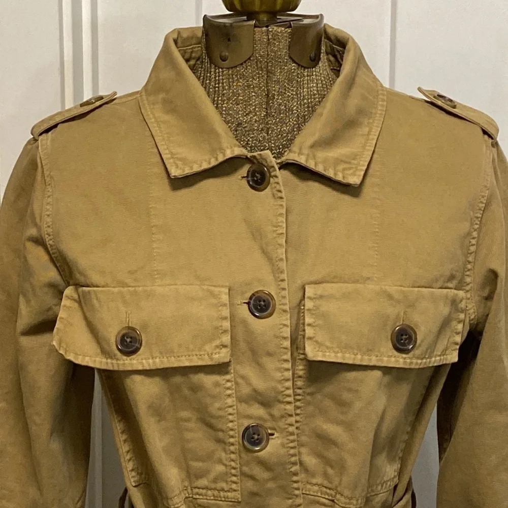 J.CREW COTTON UTILIY JACKET BELTED SIZE SMALL TAN